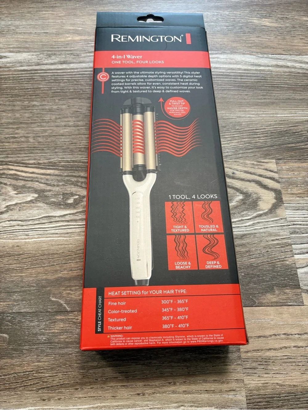 Remington 4 In 1 Adjustable Waver Curling Iron NIB
